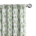 thumbnail image 1 of Ambesonne Cactus Curtains, Cartoon Doodle Flora, Pair of 28"x63", Fern Green Apple, 1 of 5