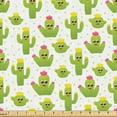 thumbnail image 1 of Ambesonne Cactus Fabric by the Yard Upholstery, Cartoon Botanical Motifs, 2 Yards, Apple Green Dried Rose, 1 of 1
