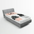 thumbnail image 1 of Ambesonne Cactus Fitted Sheet, Hand Drawn Plants Hello, Twin Size, Blush Black Grey, 1 of 3