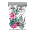 thumbnail image 1 of Ambesonne Cactus Fitted Sheet & Pillow Sham Set, Exotic Bouquet Vintage, King, Green Pink Brown, 1 of 2