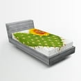 thumbnail image 1 of Ambesonne Cactus Fitted Sheet, Thorny Opuntia Heart, Twin Size, Green Yellow Orange, 1 of 2
