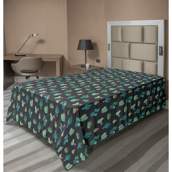 Ambesonne Cactus Flat Sheet, Cacti and Succulents, Twin Size, Multicolor