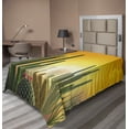 thumbnail image 1 of Ambesonne Cactus Flat Sheet, Sunset Desert Scenario Print, Twin Size, Yellow Green and Marigold, 1 of 1