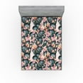 thumbnail image 1 of Ambesonne Cactus Flowers Fitted Sheet, Modern Desert Floral, Full Size, Dark Teal Pale Pink, 1 of 5