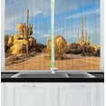 thumbnail image 1 of Ambesonne Cactus Kitchen Curtains, Saguaros Boulders Sunset, 55"x45", Pale Blue Pale Brown, 1 of 3
