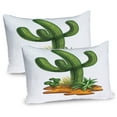 thumbnail image 1 of Ambesonne Cactus Pillow Sham 2 Pack, Arid Climate Saguaro, 36"x20", Green Pale Caramel, 1 of 3