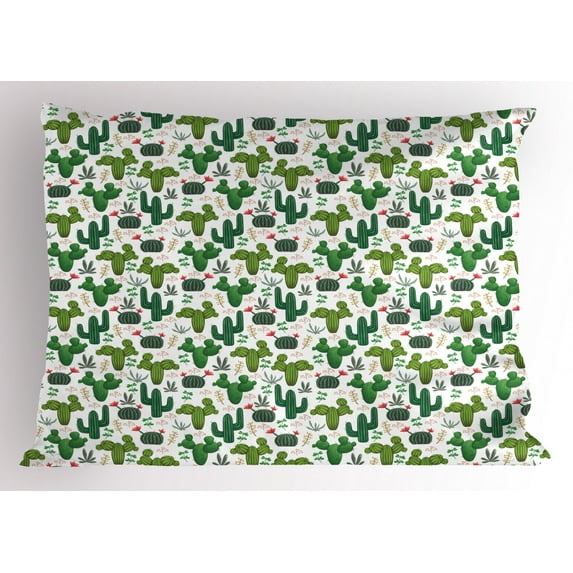 Ambesonne Cactus Pillow Sham, Exotic Succulent Plants, 36" X 20", Multicolor