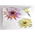 thumbnail image 1 of Ambesonne Cactus Pillow Sham, Watercolored Flowers, 26" X 20", Pink and White, 1 of 2