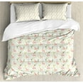 thumbnail image 1 of Ambesonne Cactus Print Duvet Cover Sets, Scribbled Drawn Design, 2-Queen, White Pale Green, 1 of 7