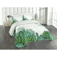 thumbnail image 1 of Ambesonne Cactus Quilted Bedspread Set 3 Pcs, Arizona Doodle Desert, King Size, Green Pale Green Seafoam, 1 of 5