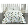 thumbnail image 1 of Ambesonne Cactus Quilted Bedspread Set 3 Pcs, Blossomin Watercolor, King Size, Multicolor, 1 of 5