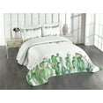 thumbnail image 1 of Ambesonne Cactus Quilted Bedspread Set 3 Pcs, Tender Romantic Blossoms, King Size, Green Coral Lavender, 1 of 5