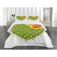 thumbnail image 1 of Ambesonne Cactus Quilted Bedspread Set 3 Pcs, Thorny Opuntia Heart, King Size, Green Yellow Orange, 1 of 5