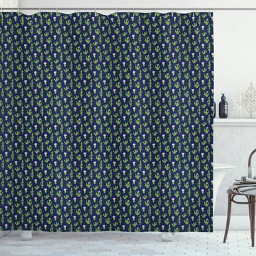 Ambesonne Cactus Shower Curtain, Exotic Plants Succulents, 69"Wx84"L, Night Blue Lime Green