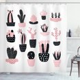 thumbnail image 1 of Ambesonne Cactus Shower Curtain, Succulent Pots, 69"Wx75"L, Pale Pink White, 1 of 3