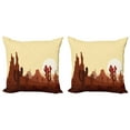 thumbnail image 1 of Ambesonne Cactus Throw Pillow Cover 2 Pack, Arid Country Eco Sunset, 16", Yellow Brown Redwood, 1 of 7
