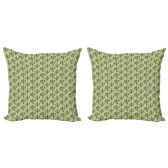 Ambesonne Cactus Throw Pillow Cover 2 Pack, Mexican Inspired Flora, 16", Pistachio Green Caramel