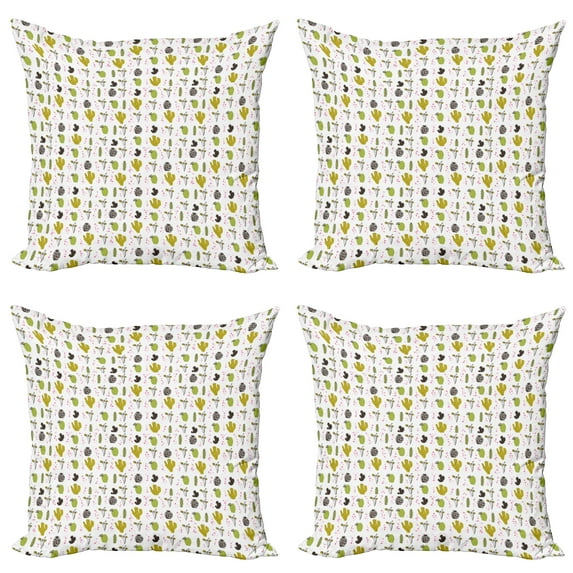 Ambesonne Cactus Throw Pillow Cover 4 Pack, Botanical Little Triangles, 18", Multicolor