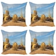 thumbnail image 1 of Ambesonne Cactus Throw Pillow Cover 4 Pack, Saguaros Boulders Sunset, 16", Pale Blue Pale Brown, 1 of 6