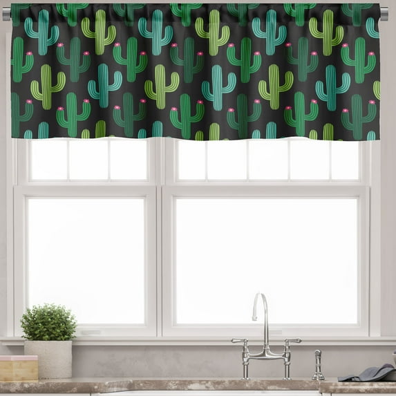 Ambesonne Cactus Valance Pack of 2, Cacti Plants Warm Climate, 42"X12", Charcoal Grey Multicolor