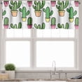 thumbnail image 1 of Ambesonne Cactus Valance Pack of 2, Cartoon Succulent Flowers, 54"X12", Peach Pink Green, 1 of 3