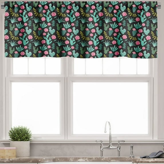 Ambesonne Cactus Valance Pack of 2, Desert Floral Home Garden, 42"X12", Multicolor