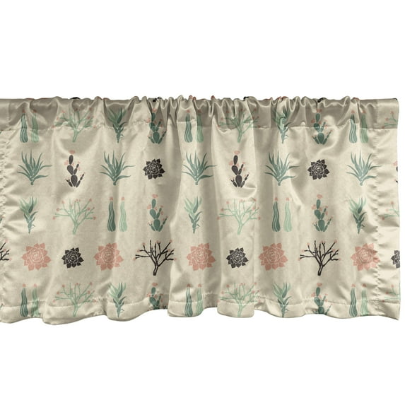 Ambesonne Cactus Valance Pack of 2, Succulent Haworthia Opuntia, 54"X12", Champagne Peach