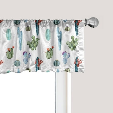 Ambesonne Cactus Window Valance, Blossomin Watercolor, 54" X 18", Multicolor