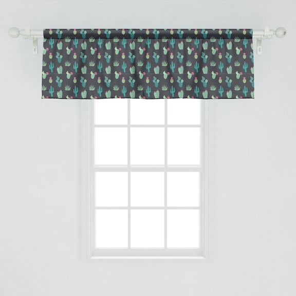 Ambesonne Cactus Window Valance, Cacti and Succulents, 54" X 18", Multicolor