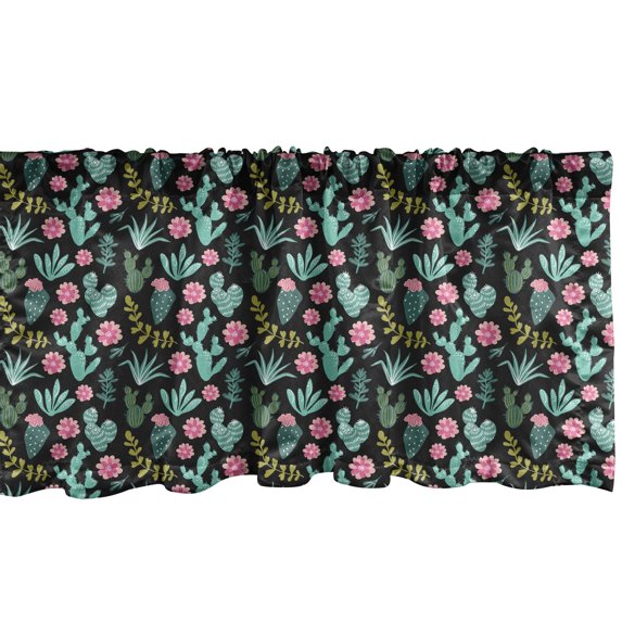 Ambesonne Cactus Window Valance, Desert Floral Home Garden, 54" X 12", Multicolor
