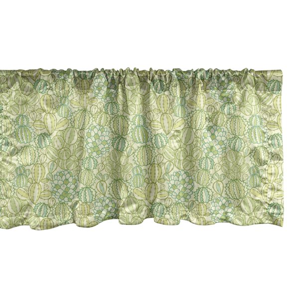 Ambesonne Cactus Window Valance, Exotic Spring Thorny Plantation in Natural Tones Botanical Pattern, Curtain Valance for Kitchen Bedroom Decor with Rod Pocket, 54" X 12", Pastel Green