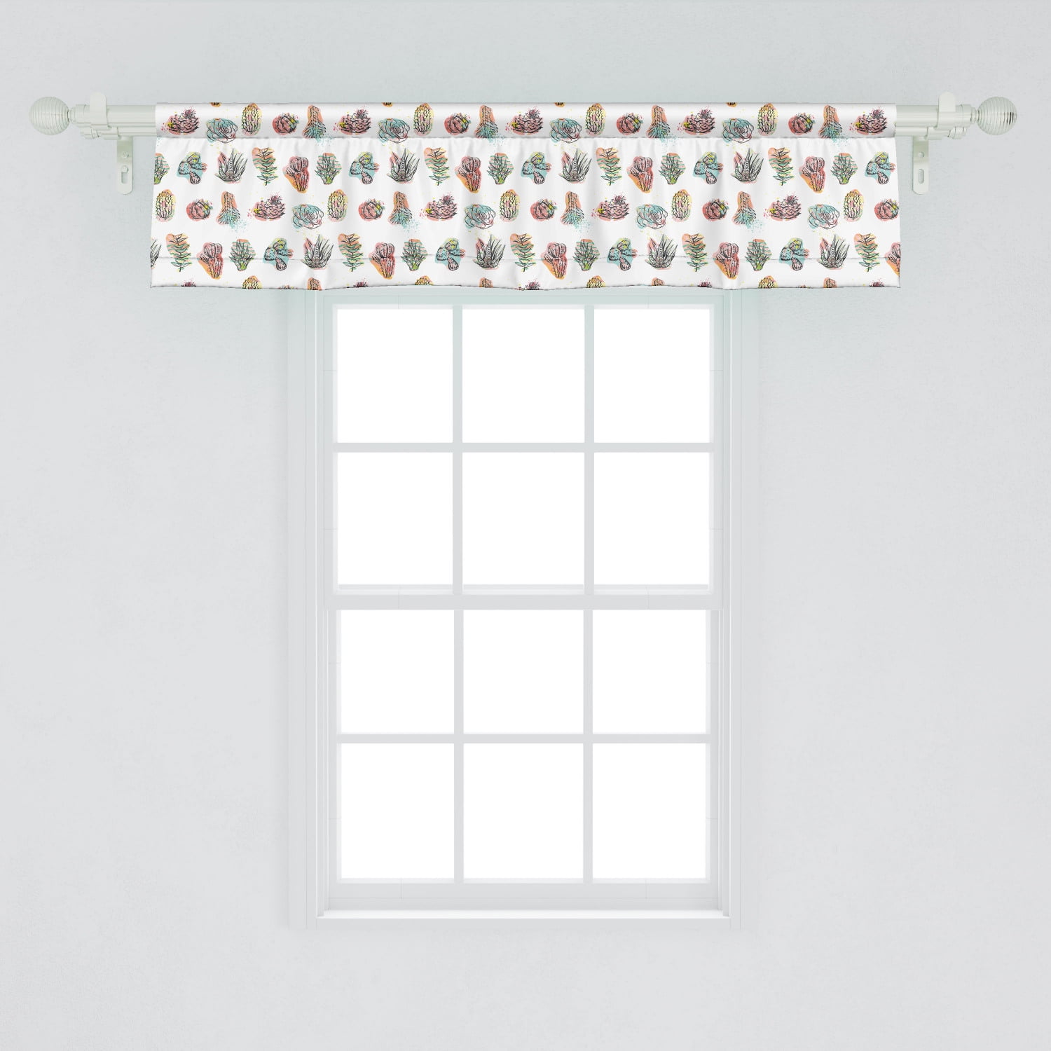 Ambesonne Cactus Window Valance, Graphic Art Creative Hand-drawn ...