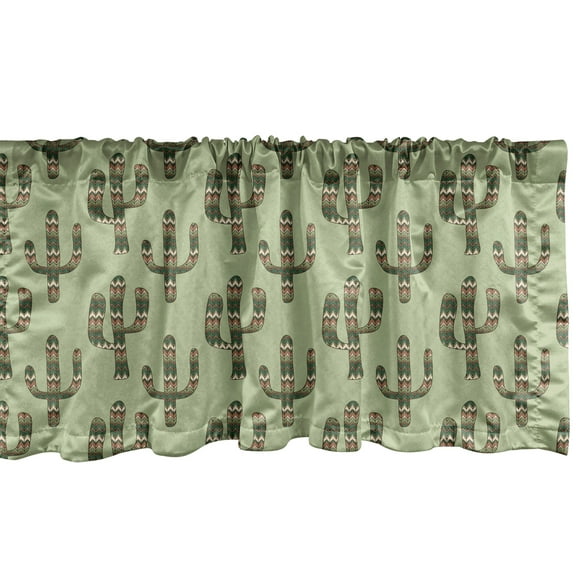 Ambesonne Cactus Window Valance, Mexican Inspired Flora, 42" x 12", Pistachio Green Caramel