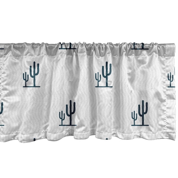 Ambesonne Cactus Window Valance, Saguaro Cacti Motif Mexican, 54" X 12", Blue Charcoal Grey White