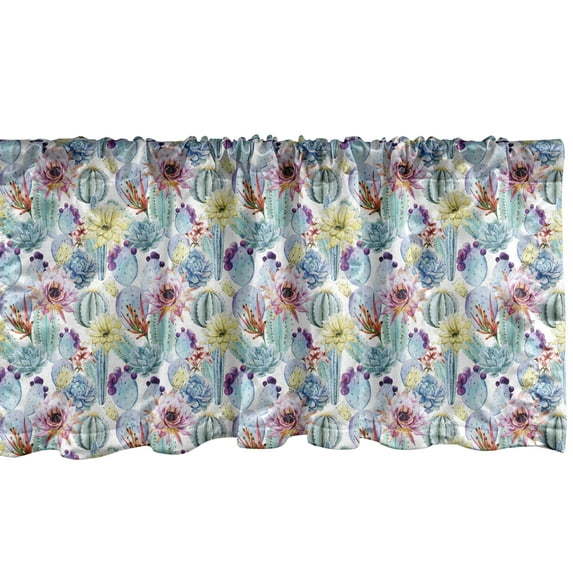 Ambesonne Cactus Window Valance, Vintage Latin American, 54" X 18", Multicolor