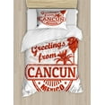 thumbnail image 1 of Ambesonne Cacun Duvet Cover Sets, Calligraphic Grunge Design, 2-Twin, Vermilion White, 1 of 3