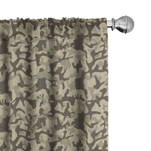 Ambesonne Camo 4-Panel Curtains, Camouflage Repeat, 56"x84", Taupe Pale Sepia