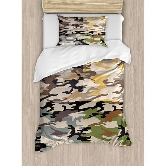 Ambesonne Camo Camouflage Patterns Going Undercover Militaristic Combination Duvet Cover Set