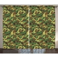 thumbnail image 1 of Ambesonne Camo Curtains 2 Panel Set, Woodland Abstract Jungle, 108" x 90", Green Brown Dark Green, 1 of 3