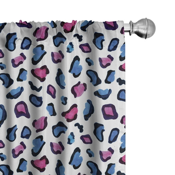 Ambesonne Camo Curtains, Animal Skin Watercolors, Pair of 28"x84", Black Pink and Blue