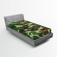 thumbnail image 1 of Ambesonne Camo Fitted Sheet 2 Pcs Set, Classic American Woodland, Twin, Green Brown Forest Green, 1 of 3