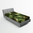 thumbnail image 1 of Ambesonne Camo Fitted Sheet, Glass Effect Abstract, Twin XL Size, Pale Green Brown Green, 1 of 3