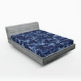 thumbnail image 1 of Ambesonne Camo Fitted Sheet, Grunge Camouflage Style Effect, Full Size, Pale Blue and Dark Blue, 1 of 3