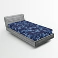 thumbnail image 1 of Ambesonne Camo Fitted Sheet, Grunge Camouflage Style Effect, Twin XL Size, Pale Blue and Dark Blue, 1 of 3