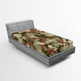 thumbnail image 1 of Ambesonne Camo Fitted Sheet, Pattern in Forest Colors, Twin XL Size, Dark Green Army Green, 1 of 3