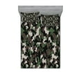 thumbnail image 1 of Ambesonne Camo Fitted Sheet & Pillow Sham Set, Pixelated Digital Abstract, King, Army Green Beige Brown, 1 of 2