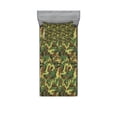 thumbnail image 1 of Ambesonne Camo Fitted Sheet & Pillow Sham Set, Woodland Abstract Jungle, Twin, Green Brown Dark Green, 1 of 2