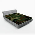 thumbnail image 1 of Ambesonne Camo Fitted Sheet, Uniform Inspired Fashion, Queen Size, Green Brown Forest Green, 1 of 3
