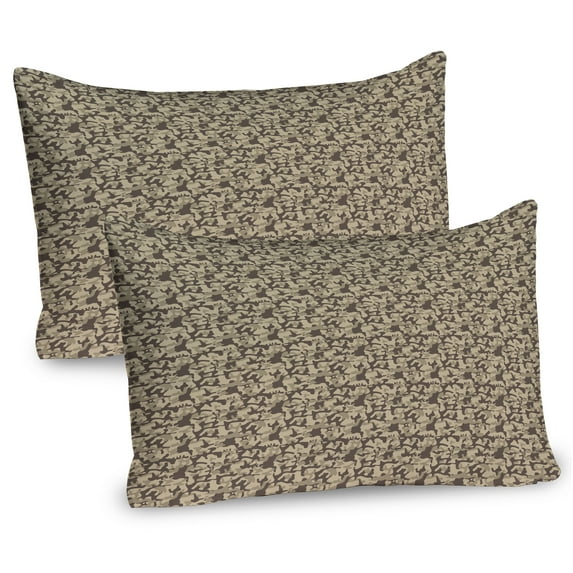 Ambesonne Camo Pillow Sham 2 Pack, Camouflage Repeat, 26"x20", Taupe Pale Sepia