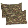 thumbnail image 1 of Ambesonne Camo Pillow Sham 2 Pack, Summer Mosaic Pattern, 30"x20", Green Brown Dark Brown, 1 of 3